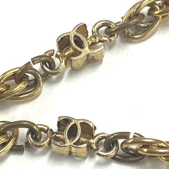 AUTHENTIC CHANEL CC Long chain Necklace Gold Plated Gold - Picture 4 of 12